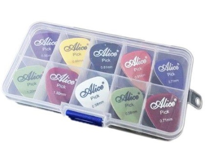 Premium guitar picks set with storage case for acoustic and electric guitars