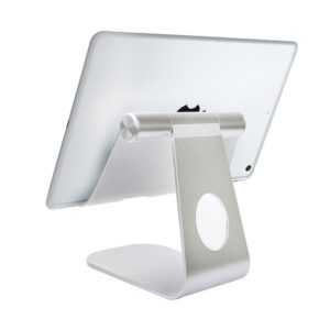 Adjustable aluminum tablet and phone stand for desk use