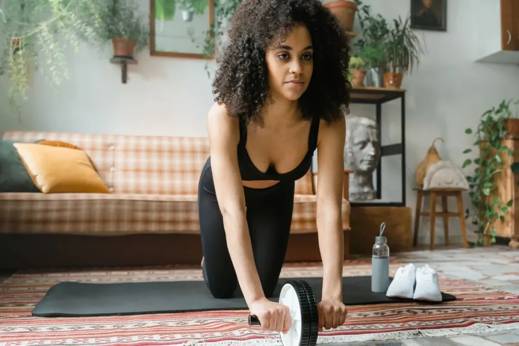 Ab roller exercise for core strength and stability