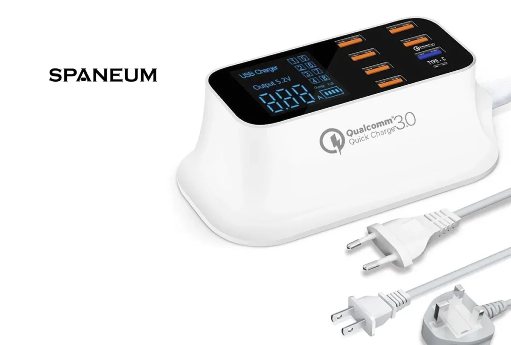 Multi-port USB charging hub for organized desk setup
