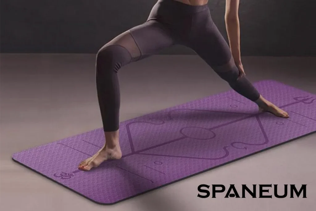 Non-slip yoga mat used for stretching and home workouts