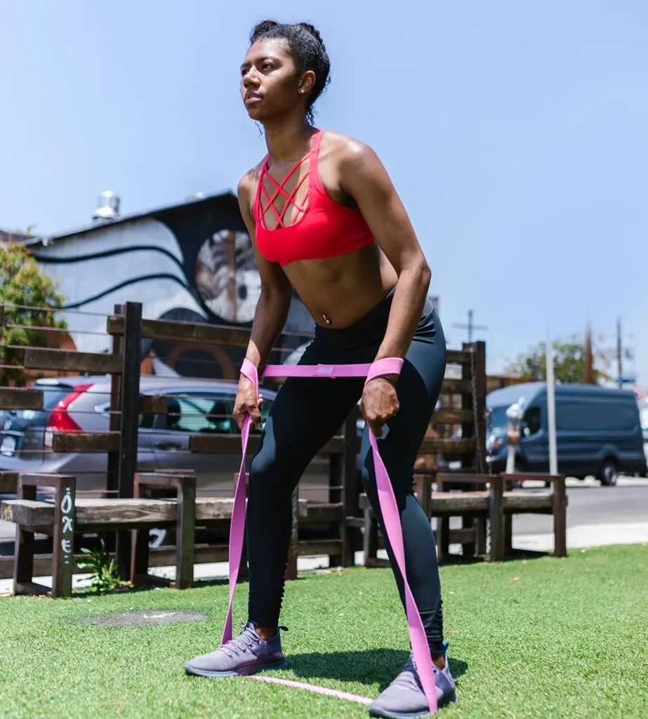 Resistance band row exercise for back and posture improvement